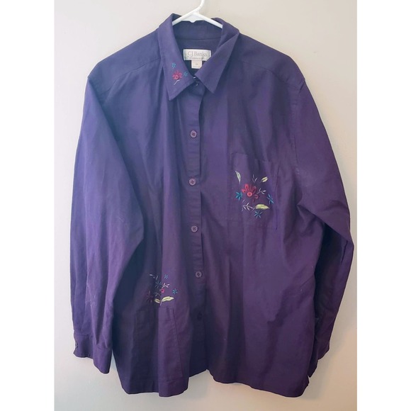 Women's Plus - Preowned Long Sleeve Purple Embroidered Top -CJ Banks - Size 3X - Picture 1 of 9